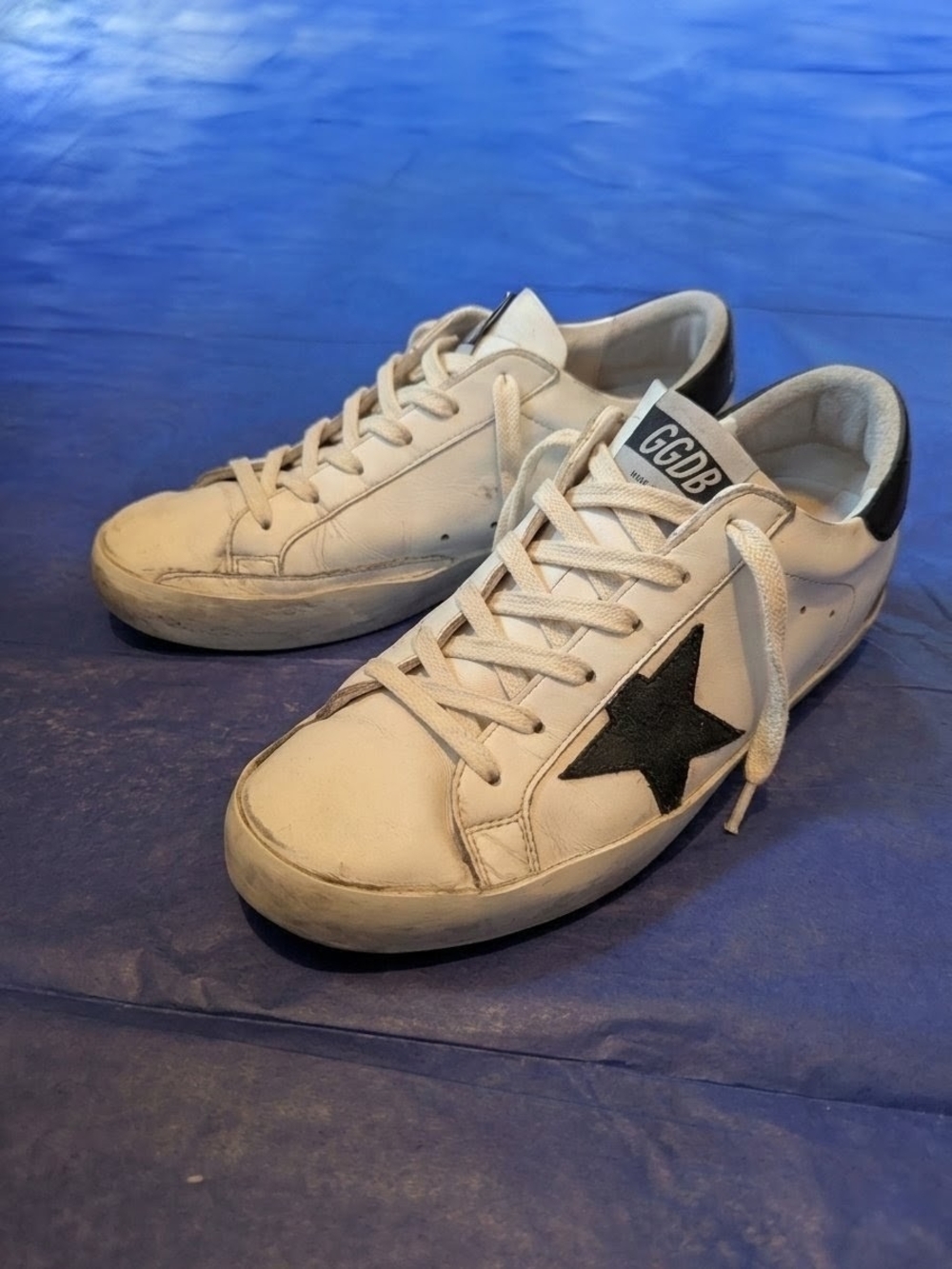 Golden Goose White Leather Sneakers with Black Star